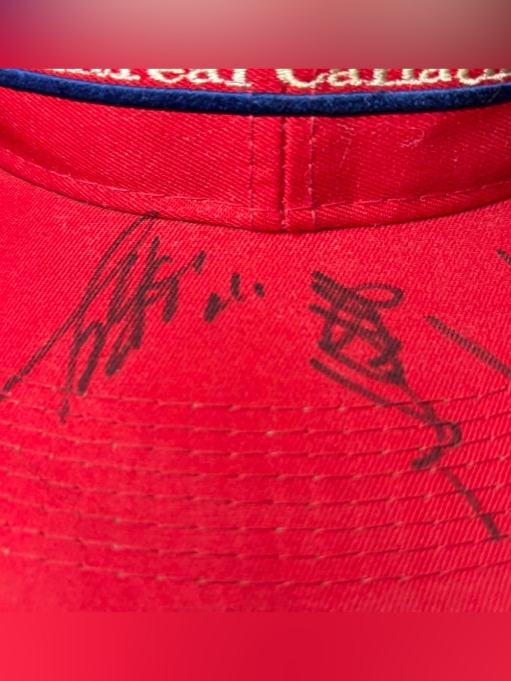 Vintage Montreal Canadiens The Game Split Bar Hat Jocelyn Thibault Signed Hat - Picture 4 of 8
